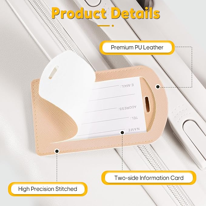 3 Pack Luggage Tags for Suitcases, TSA Approved Bag Tags, Baggage Tags with Privacy Protection, Travel Essentials Luggage Accessories, Pale Pink