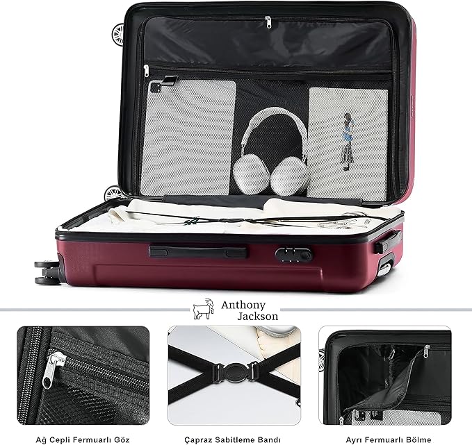 3 Piece ABS Luggage Set – Lightweight Suitcases with Spinner Wheels – 3 Different Sizes – TSA Lock – Hard Shell Travel Luggage for Men & Women