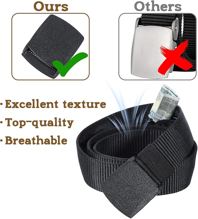ElevateTech Travel Money Belt, Hidden Money Pouch with Secret Compartment Anti-Theft Nylon Security Waist Wallet with Zinc Alloy Buckle for Business Travel Daily Working, Gift for Dad Boyfriend Men