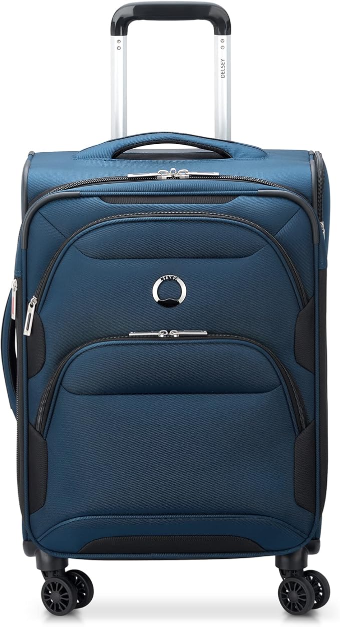 DELSEY PARIS Sky Max 2.0 Softside Expandable Luggage with Spinner Wheels, Blue, 2-Piece Set (21/24)