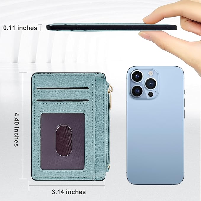 Tipmile Credit Card Holder for Women Slim Minimalist Front Pocket RFID Blocking Wallet Small Compact Card Case with ID Window, Powder Blue