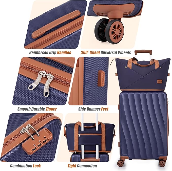 Luggage Sets 6 Piece Suitcases with Wheels,ABS Hard Case Suitcases with Spinner Wheels,Durable Travel Luggage(Purple, 6 Piece Set(16"/20"/24"/28))
