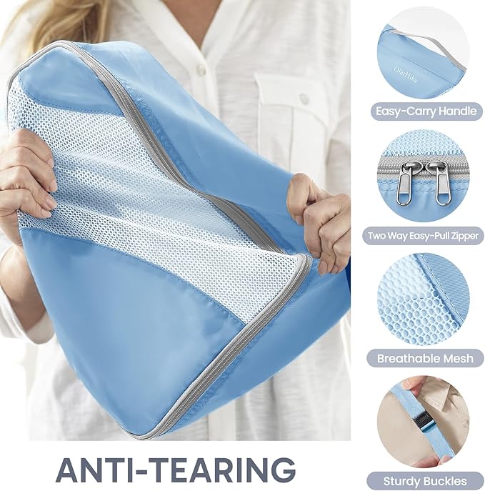 10 Set Packing Cubes for Travel, Gifts for Women Mom,Anti-Tearing Suitcase Organizer for Luggage with Shoe & Hanging Toiletry Bag,OlarHike Vacation Essentials & Accessories for Cruise Ship