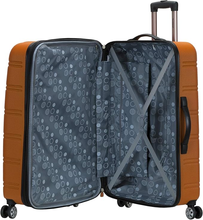 Rockland Melbourne Hardside Expandable Spinner Wheel Luggage, Orange, 2 Piece (20"/28")