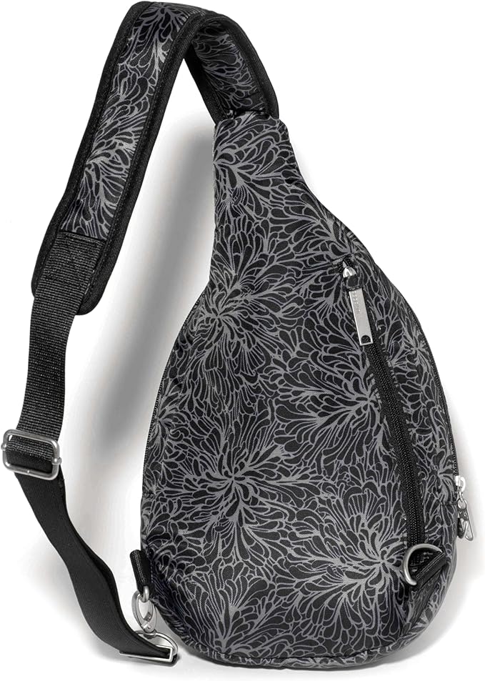 Baggallini Securtex® Anti-Theft Multi Zip Sling - Lightweight 8.6"x15.2" Travel Bag with Locking Zippers & RFID Protection