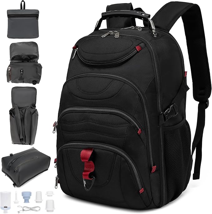 Boavan Vacuum Seal Backpack for Travel with Pump, 55L Large Bag with Zipper‑Off Detachable Vacuum Compression Bag Waterproof Carry On Large Travel Bag for Airline，Bags and Backpack Used Independently