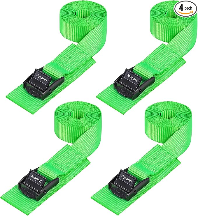 Ayaport Lashing Straps with Buckles Adjustable Cam Buckle Tie Down Cinch Strap for Packing Green