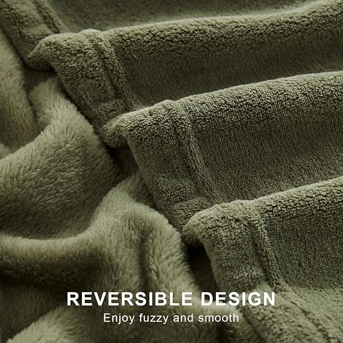 Hansleep Fleece Moss Green Full Blanket, Super Soft Flannel Fuzzy Plush Cozy Blanket for All Seasons, Moss Green, Full 84x90 Inches