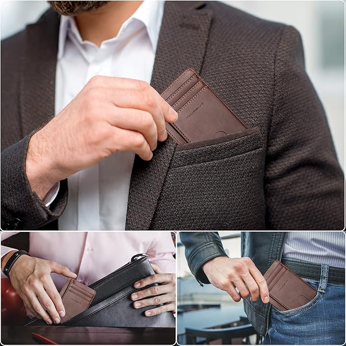 TOURSUIT Travel Minimalist Slim Front Pocket Wallet for Men Women, RFID Blocking Credit Card Holder Case (Coffee)