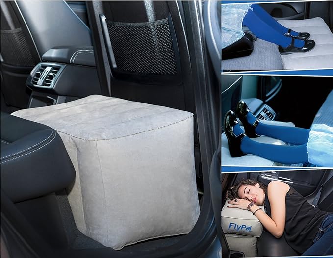 Flypal Inflatable Foot Rest Pillow, Kids Airplane Bed | Adjustable Height Leg Rest for Travel & Office | Improves Comfort & Circulation, Reduces Swelling & Fatigue | Lightweight & Portable