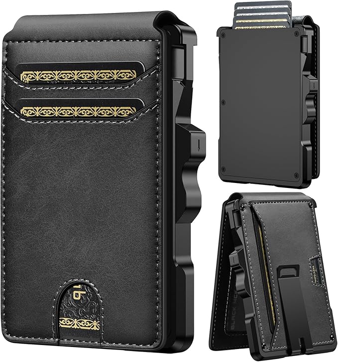 furid Smart Wallet For Men Slim: Rfid Minimalist Pop Up Wallets with Money Clip Metal Credit Card Holder - Gifts for Husband Father at Birthday Anniversary