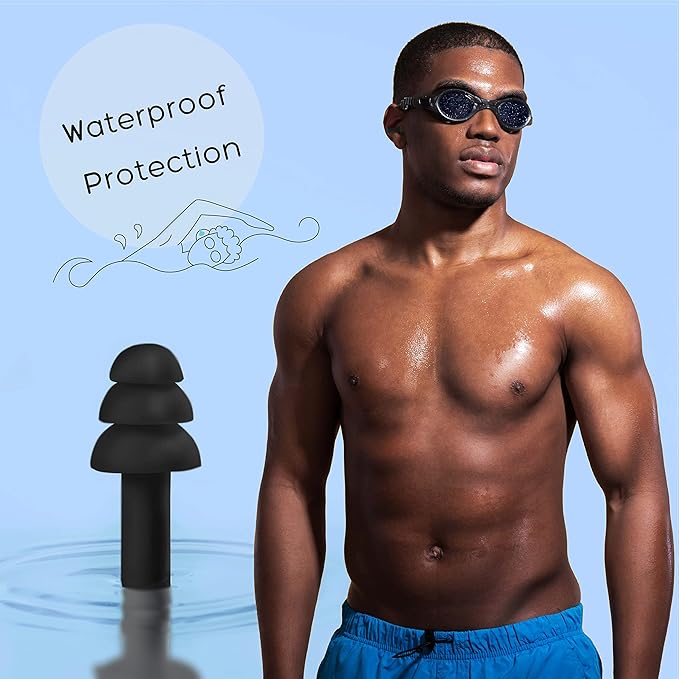 Soft Ear Plugs for Sleeping Noise Reduction, Made of Silicone, Suitable for Sleeping & Swimming, Soft Reusable Earplugs for Noise Reduction, Adjustable Size for Concerts & Snoring (3 Pairs)