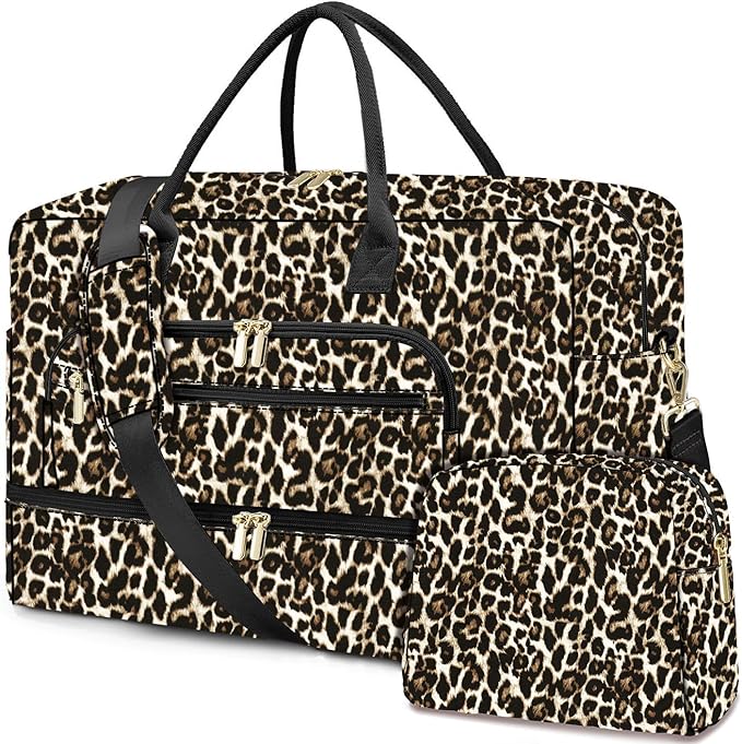Travel Duffle Bag Weekender for Women - Carry-On Overnight Personal Item Bag with Shoe Compartment & Wet Pocket Large Weekend Tote Bags with Toiletry Hospital Bags for Labor and Delivery