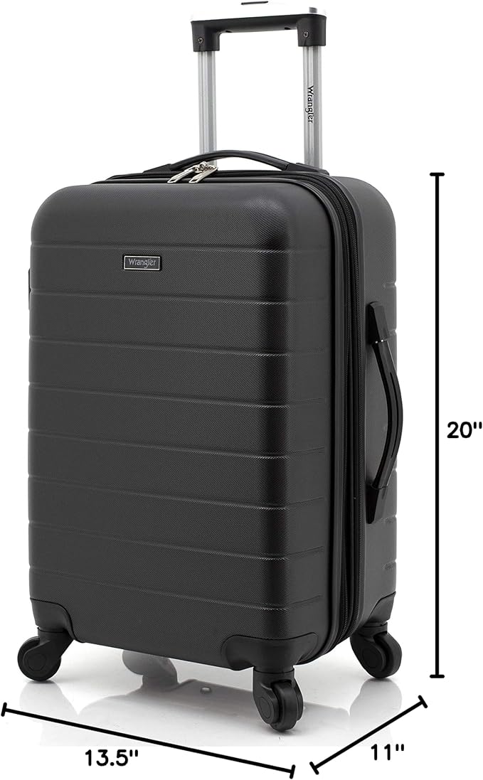 Wrangler Smart Spinner Hardside Luggage, 22-Inch Carry-On, Black