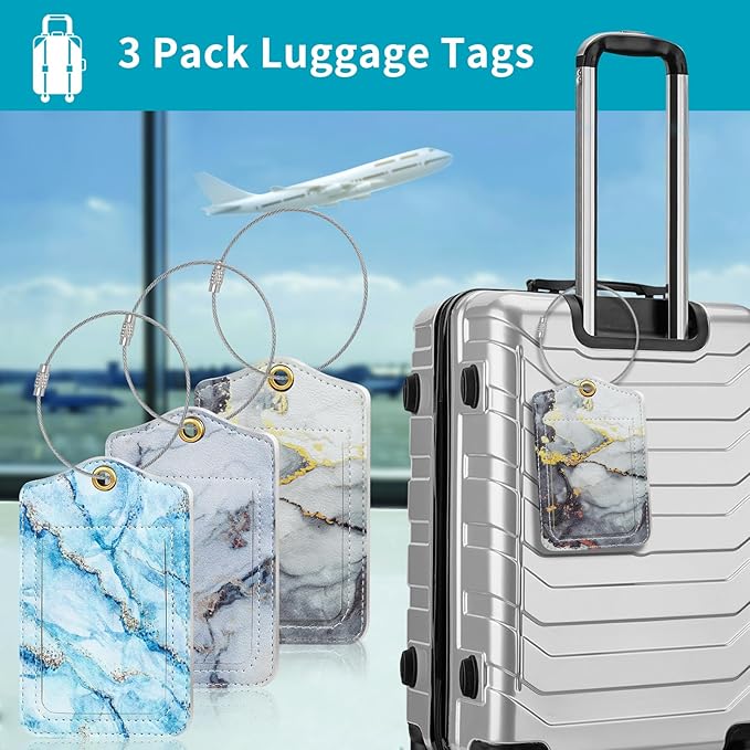 Fishent Luggage Tag, 3 Pack Travel Cruise Luggage Tags for Suitcases, Cute Suitcase Tags Identifiers Bag Tags with Privacy Flap, Baggage Name Tag for Women Men Luggage Backpack Handbag School Bag