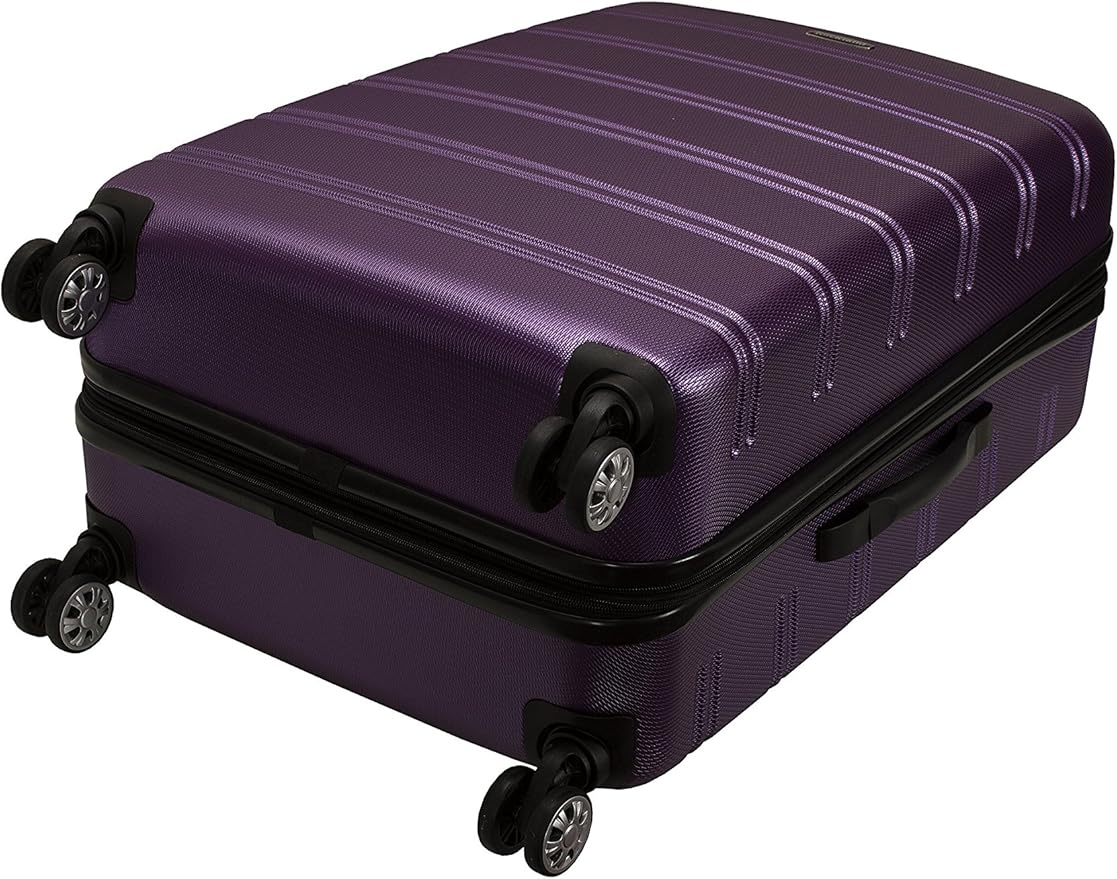 Rockland Melbourne Hardside Expandable Spinner Wheel Luggage, Purple, Checked-Large 28-Inch