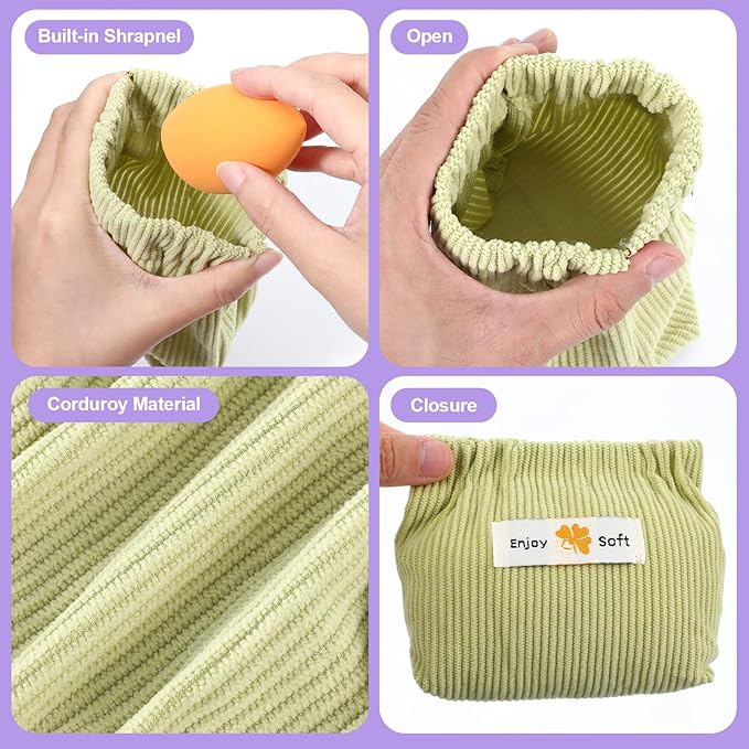 JIEYAO 6Pcs Corduroy Makeup Bags, Elastic Hair Tie Organizer Multicolor Storage Bag Daily Travel Organizer Bag Travel Makeup Pouch Portable Cosmetic Accessories Storage Multipurpose Pouches for Women