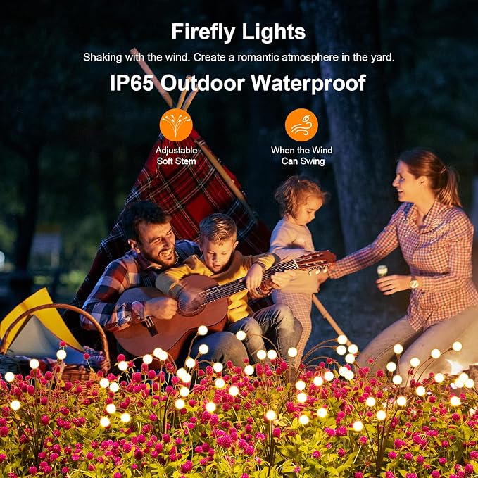 ASMAD Solar Lights Outdoor(2 Pack-16 LEDs),Solar Garden Lights,Fairy Lights | Firefly Light for Garden Decor, Outdoor lights, Outdoor Decor, Patio Decor, Gifts for Women, Gifts for Grandma, Big Bulb