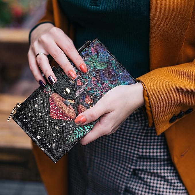 Travelambo RFID Wallet Women Large Size Bifold Multi Card Wallet Case with Zipper Pocke Credit Card Holder for Women
