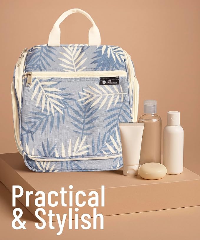 D&D Wanderlust D&D Hanging Travel Toiletry Bag for Men and Women – Cosmetics, Makeup and Toiletries Organizer Kit with 10 Compartments