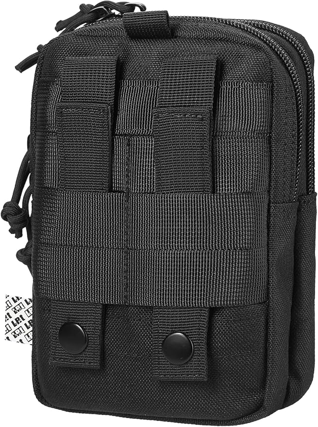 LefRight Multipurpose Tactical Molle Mobile Phone Belt Pouch EDC Gadget Slim Utility Waist Bag with Cellphone Holster Large Black