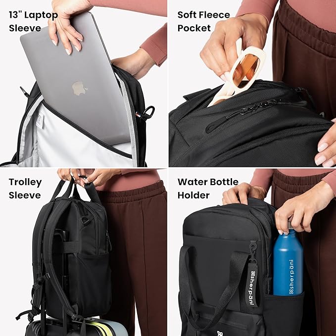 Sherpani Camden, Convertible Backpack, 3 in 1 Tote Bag, 18L Travel Backpack, Crossbody Bag for Women, Cross Body Purse, Travel Gifts, RFID Protection, Fits 13” Laptop (Raven Classic)