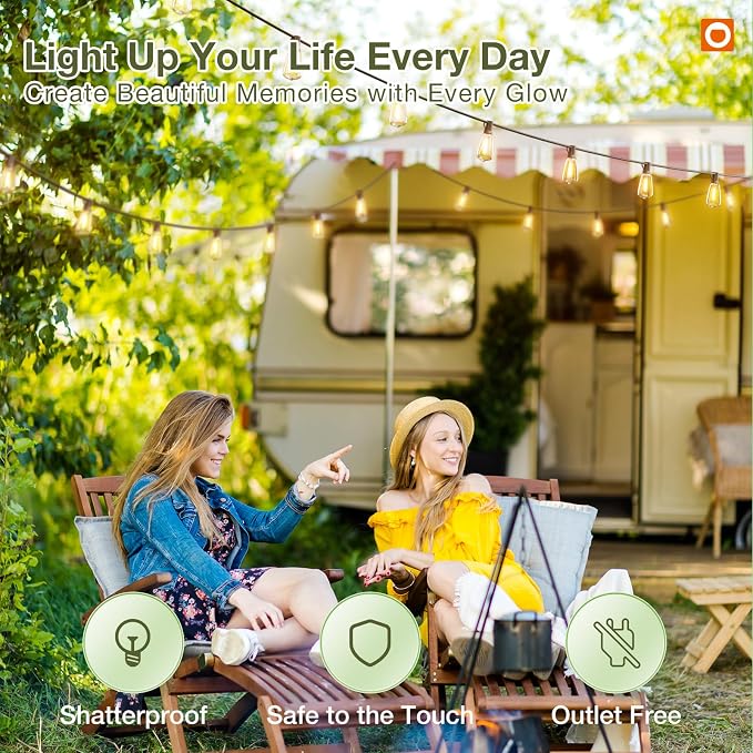 addlon 52(48+4) FT Solar String Lights Waterproof, Remote Dimmable 16+1 LED | Patio Lights Solar Powered with USB Port, Shatterproof Bulbs, 3 Light Modes, Timable Solar Light for Camping Backyard Garden