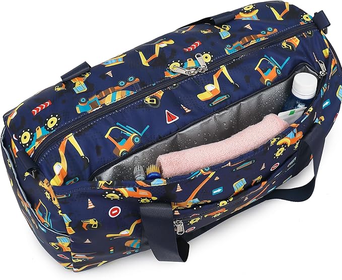 BTOOP Kids Overnight Bag for Boys Small Truck Sports Gym Duffle Bags With Shoe Compartment Toddler Weekender Sleepover Tote for Travel