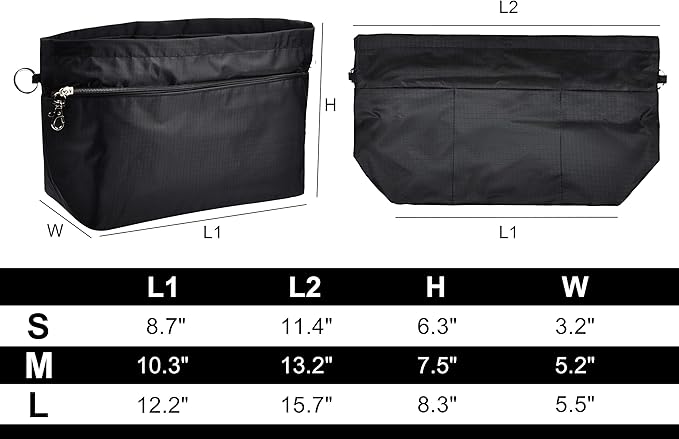Vercord Handbag Purse Tote Pocketbook Organizer Insert Zipper Closure 11 Pockets 3 Sizes Many Colors