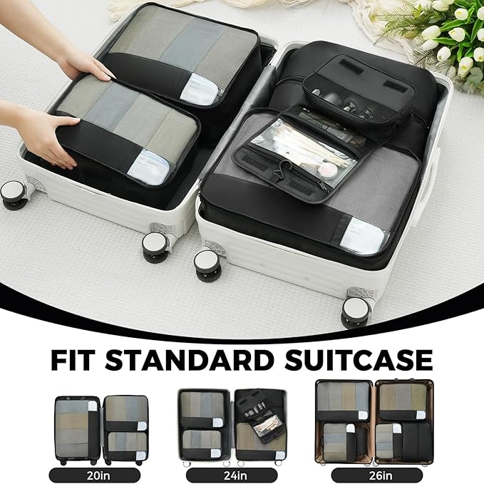 BAGAIL 9 Set Packing Cubes with Packing List Luggage Packing Organizers for Travel Accessories