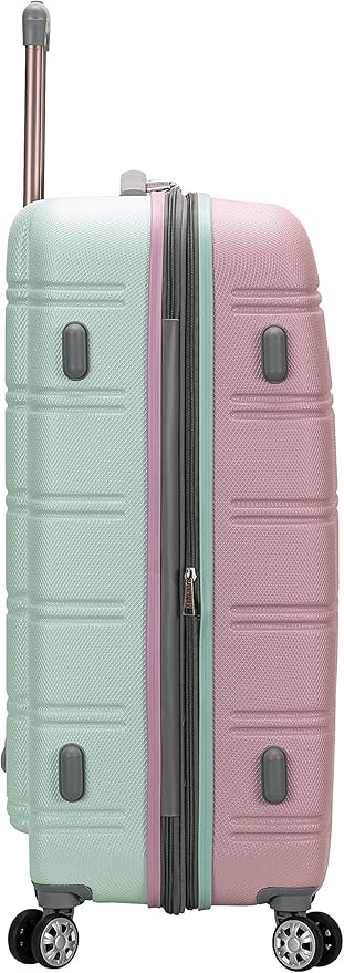 Rockland Melbourne Hardside Expandable Spinner Wheel Luggage, Bright Green, Checked-Large 28-Inch