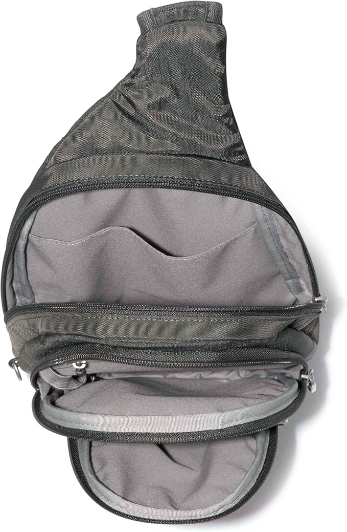 Baggallini Securtex® Anti-Theft Multi Zip Sling - Lightweight 8.6"x15.2" Travel Bag with Locking Zippers & RFID Protection