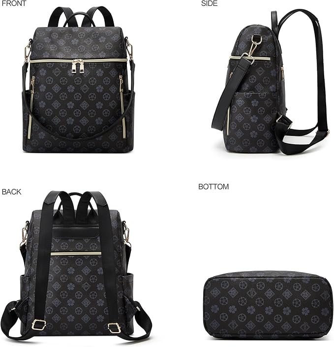 Makes Backpack Purse for Women PU Leather Travel Satchel Handbag Convertible Design Bag with Purse
