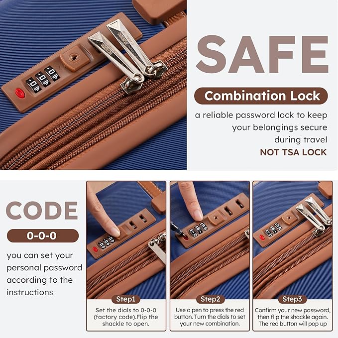 Suitour Expandable 4-Piece Luggage Set (14" 19" 23" 27") ABS Hardside Suitcase Sets with Spinner Wheels Checked Luggage Travel Suitcase