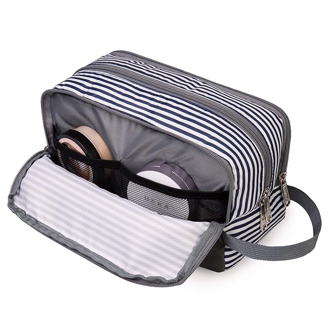Toiletry Bag for Men Hanging Dopp Kit Water Resistant Shaving Bag Small Toiletry Bag for Traveling (Blue Stripe)