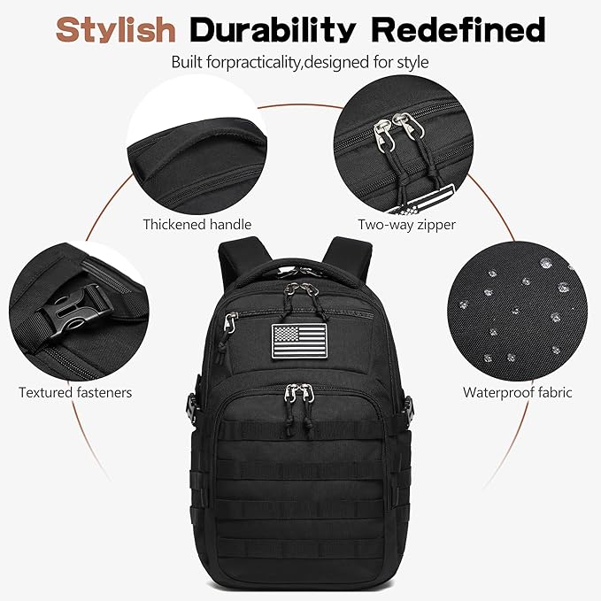 Wotony Military tactical backpack, backpack for men black small tactical assault bag