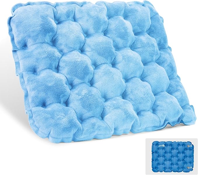 Inflatable Seat Cushion, Lightweight Camping Air Sitting Pad with Repair Cloths, Waterproof Air Cushion, Portable Air Seat Cushion for Climbing Hiking Office Airplane Car Stadium Seat
