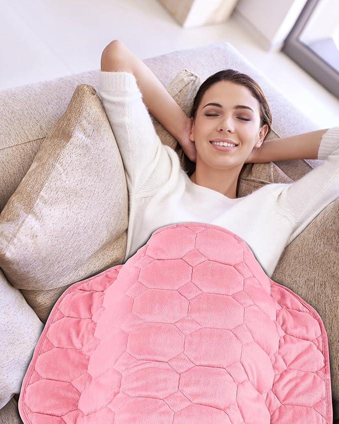 Topblan Weighted Lap Blanket 7lbs for Adults, Small Weighted Blanket Throw for Napping, Relaxation, Calming and Travel, Skin Friendly & Machine Washable for All-Season Sleeping, Pink 24x29 inches
