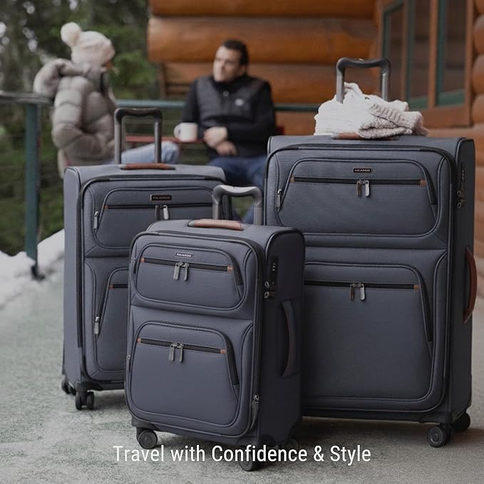 Ricardo Beverly Hills Montecito 3.0 Softside Luggage Collection – Expandable Suitcases with Wheels and TSA Lock, 25" Medium Check-in, Graphite