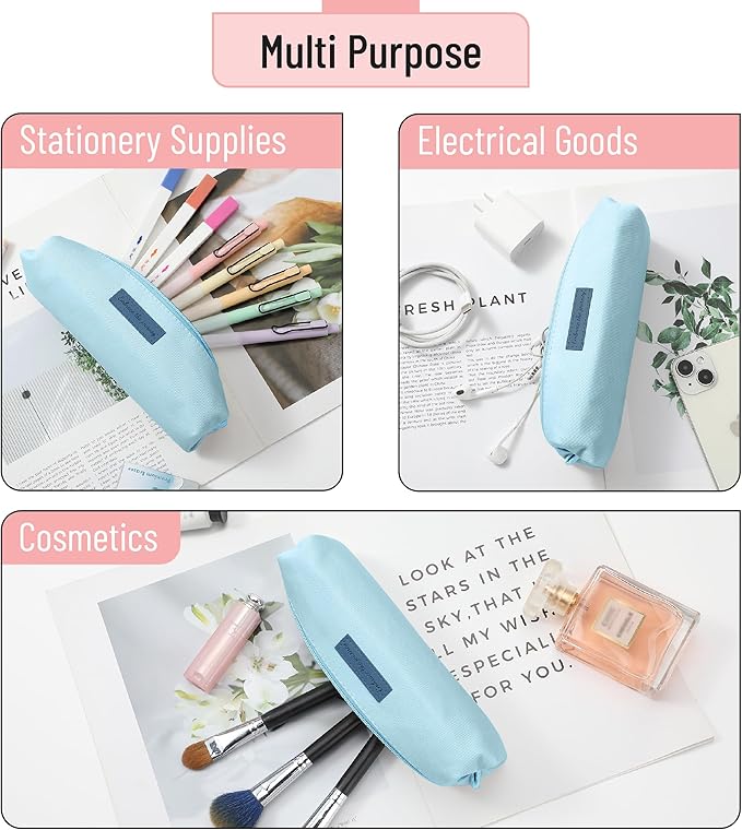 Mr. Pen- Cute Pencil Case Pouch, Light Blue Color, Multipurpose Canvas Bible Pencil Pouch