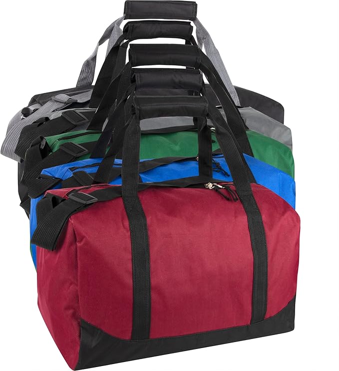 30 Liter, 17 Inch Canvas Duffle Bags for Men and Women – Travel Weekender Overnight Carry-On Shoulder Duffel Tote Bags (Red)