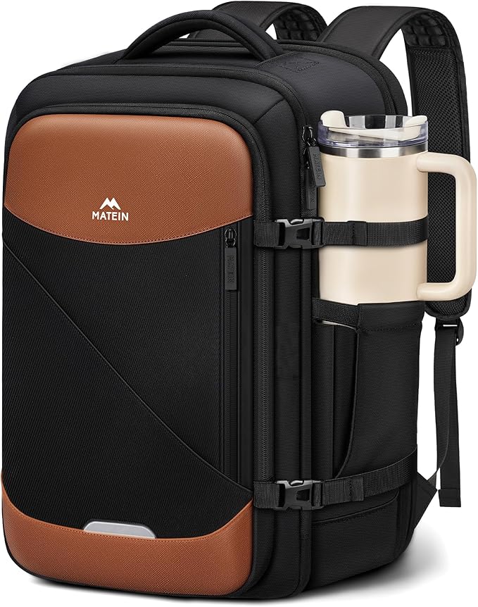 MATEIN Personal Item Travel Backpack 18x14x8, Airline Approved Spirit Personal Item Bag Fits 17" Laptop, Waterproof TSA Underseat Backpack for Airplanes Luggage with Tracker Pocket