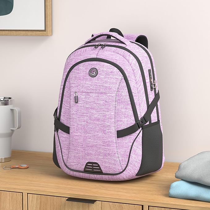 SHRRADOO Anti Theft Laptop Backpack Travel Backpacks with Combination Lock for Women Men High School College Backpack Computer Bag Fits 17 Inch Laptop,Purple | Travel Backpacks, usb Charging Port, College Backpack, Computer Bag