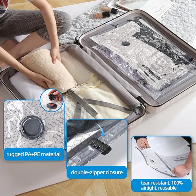 9 Packs Jumbo Vacuum Storage Bags With Vacuum Pump Extra Large Compression Bags for Clothes Bedding, Space Saver for House Moving & Home Organization, Travel Luggage Organizers