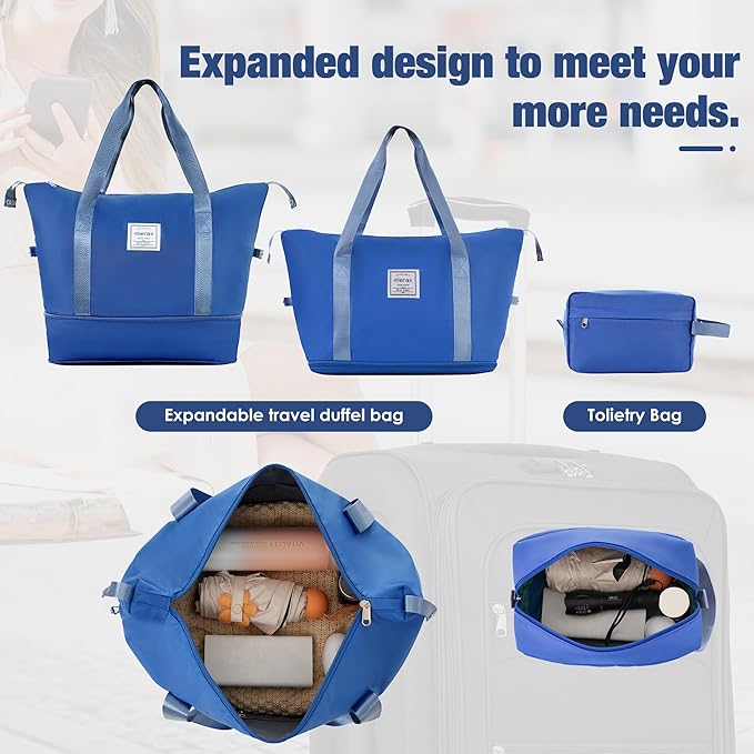 Merax Softside Luggage Set, Travel Suitcase Expandable Lightweight, 3 Piece Luggage Sets with Duffel Bag 22" 26" 30" Suitcase with TSA Lock Spinner Wheels,Navy Blue