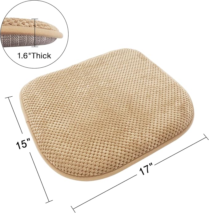 Khaki Foam Seat Cushions Kitchen Chairs Pads for Dining Chairs Non Slip Patio Seat Cushions Set of 4 Washable U Shaped Soft Thick Large Metal Wooden Chair Cushions,17" x 15"
