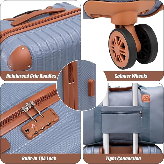 Luggage Sets 5 Piece Suitcases with Wheels, Suitcase Set ABS Hard Case Luggage with TSA Lock Spinner Wheels Durable Travel Luggage