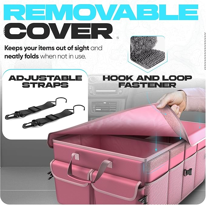 FORTEM Trunk Organizer For SUV Car Trunk Organizer, Foldable Storage, Car Accessories for Women Men, Collapsible Bag, Perfect Christmas Gifts, 600D Oxford, Non Slip Bottom, Straps, Soft Cover (65L)