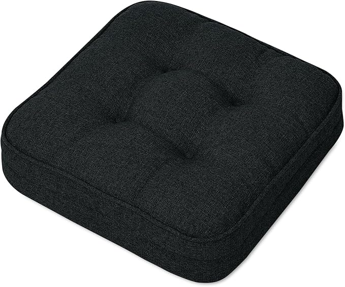 GOFORIT Memory Foam Seat Cushion，Kitchen Chair Cushions for Dining Chairs,Non-Slip Chair Pads with Removable Cover, 16'' x 16'', Black