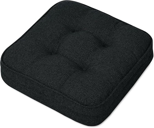 GOFORIT Memory Foam Seat Cushion，Kitchen Chair Cushions for Dining Chairs,Non-Slip Chair Pads with Removable Cover, 16'' x 16'', Black